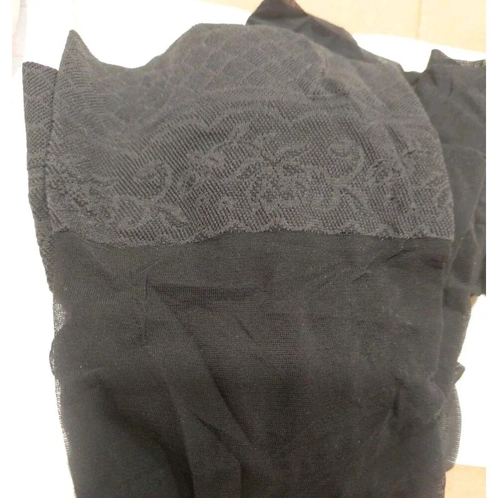 TWO PAIRS Vintage Victoria's Secret Glamour Sheers Lace Top Thigh Highs Black